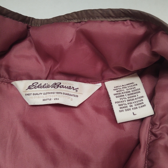 EDDIE BAUER Tan Goose Down Quilted Jacket Size Large - Picture 5 of 14